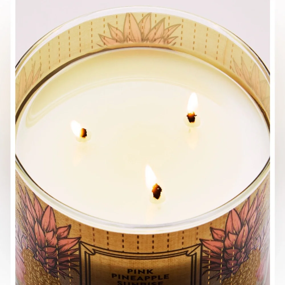 🍍”PINK PINEAPPLE SUNRISE” 3-Wick Scented Candle, B&BW, 14.5 oz / 411 g, NWT-Box